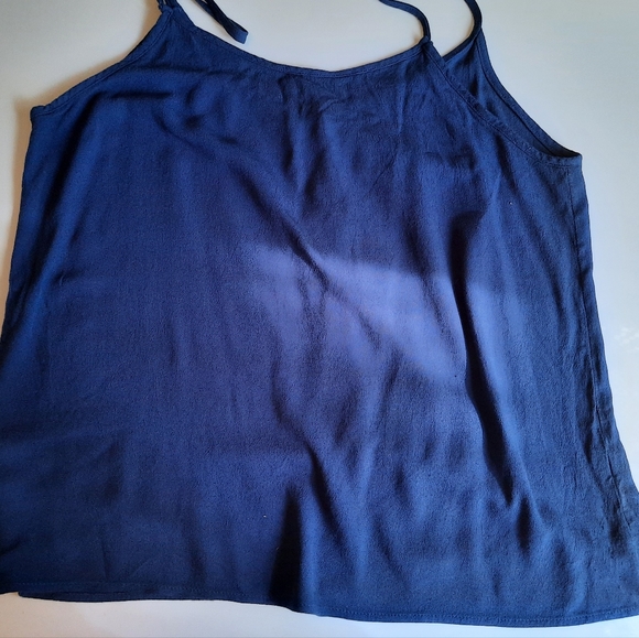 Size L Dark Blue Cotton Button Down Tank Top - Picture 2 of 7